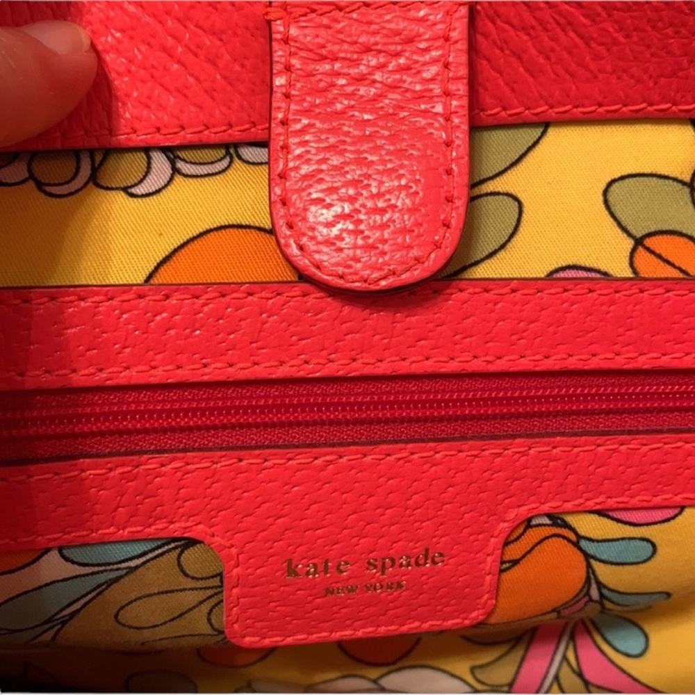 Kate Spade Coral Orange Leather Handbag Purse - Picture 5 of 13